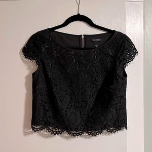 White House Black Market Black Lace Crop Top